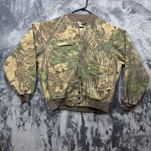 Spartan Realtree Bomber Jacket Mens L Brown Camo Vintage Hunting Made in USA